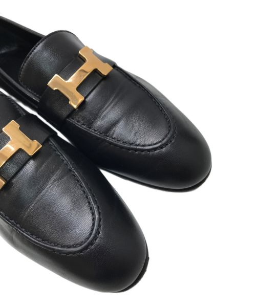 HERMES（エルメス）HERMES (エルメス) モカシンパリローファー ブラック サイズ:35の古着・服飾アイテム
