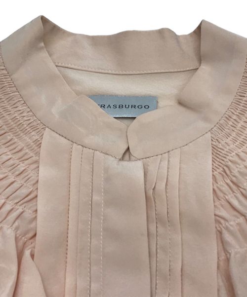 STRASBURGO（ストラスブルゴ）STRASBURGO (ストラスブルゴ) シルクジョーゼットシャーリングブラウス ピンク サイズ:38の古着・服飾アイテム