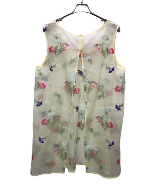 BLAMINK（ブラミンク）BLAMINK (ブラミンク) R P/S FLW EBD NSBL シルク オーガンジー ノースリーブ シャツ ブラウス イエロー サイズ:38の古着・服飾アイテム