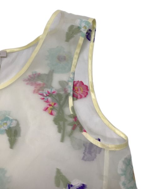 BLAMINK（ブラミンク）BLAMINK (ブラミンク) R P/S FLW EBD NSBL シルク オーガンジー ノースリーブ シャツ ブラウス イエロー サイズ:38の古着・服飾アイテム