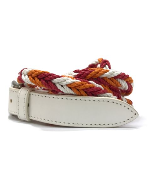 TIBERIO FERRETTI（ティベリオ・フェレッティ）TIBERIO FERRETTI (ティベリオ・フェレッティ) メッシュロープ×レザーベルト NODO オレンジの古着・服飾アイテム