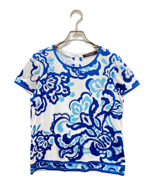 LEONARD（レオナール）LEONARD (レオナール) 半袖カットソー ブルー×ホワイト サイズ:40の古着・服飾アイテム