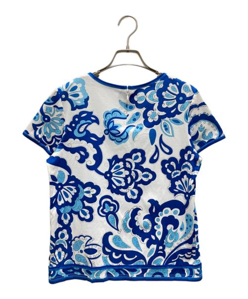 LEONARD（レオナール）LEONARD (レオナール) 半袖カットソー ブルー×ホワイト サイズ:40の古着・服飾アイテム