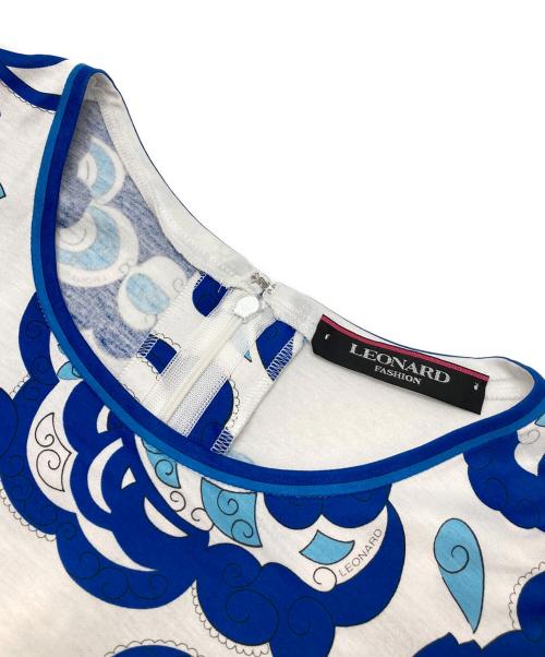 LEONARD（レオナール）LEONARD (レオナール) 半袖カットソー ブルー×ホワイト サイズ:40の古着・服飾アイテム