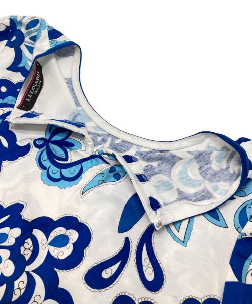 LEONARD（レオナール）LEONARD (レオナール) 半袖カットソー ブルー×ホワイト サイズ:40の古着・服飾アイテム