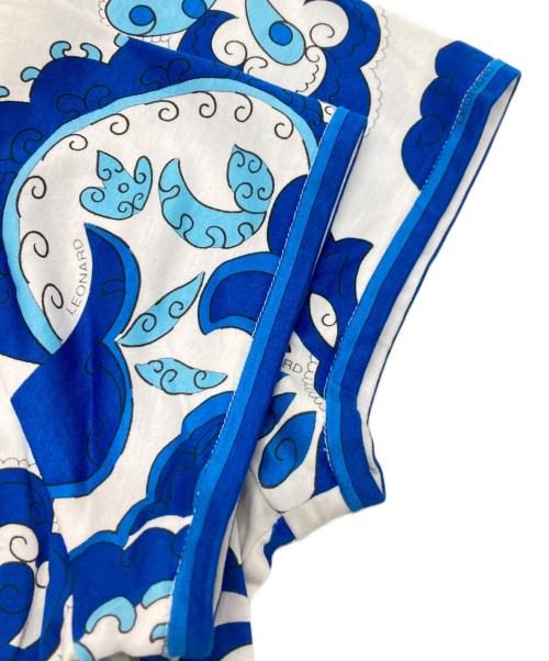 LEONARD（レオナール）LEONARD (レオナール) 半袖カットソー ブルー×ホワイト サイズ:40の古着・服飾アイテム