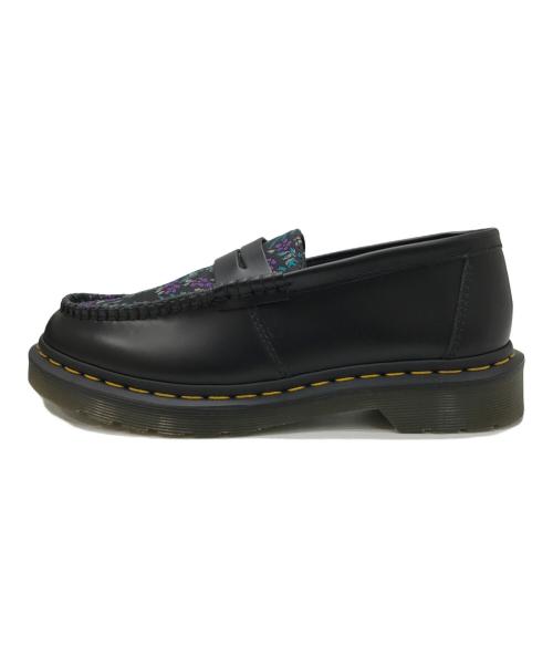 Dr.Martens（ドクターマーチン）Dr.Martens (ドクターマーチン) PENTON FLORAL JACQUARD LOAFERS ブラック×パープル サイズ:25cmの古着・服飾アイテム