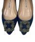 中古・古着 Manolo Blahnik (マノロブラニク) HANGISI デニムフラットパンプス ネイビー サイズ:34：15000円