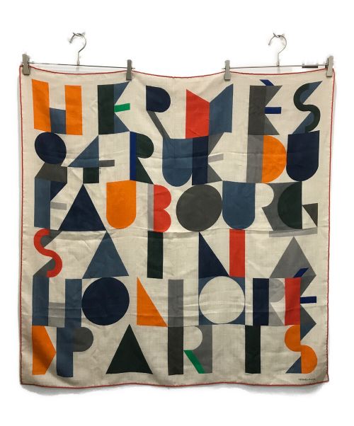 HERMES（エルメス）HERMES (エルメス) カレH100 ベージュ×オレンジの古着・服飾アイテム