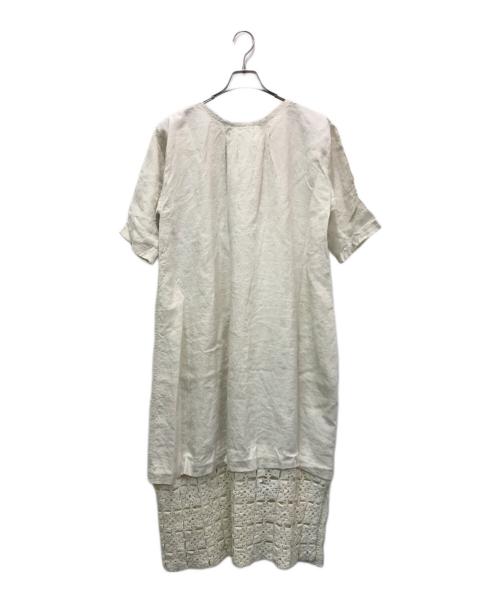 VINTAGE（ヴィンテージ）VINTAGE (ヴィンテージ) ヴィンテージリネンスモックワンピース ベージュ サイズ:不明（実寸参照）の古着・服飾アイテム