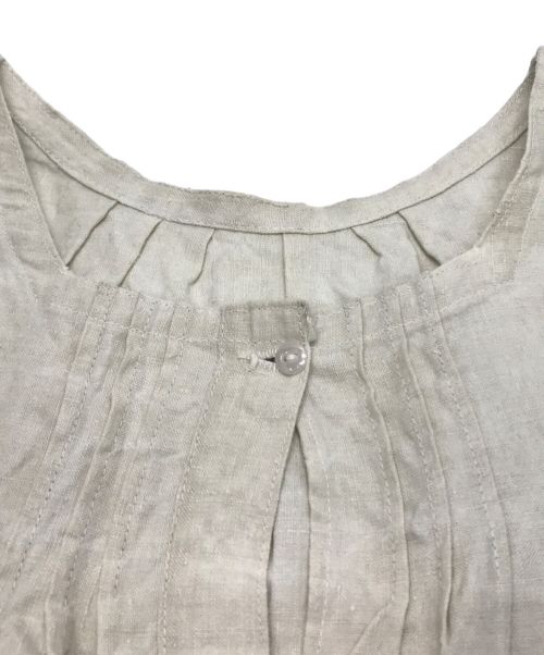 VINTAGE（ヴィンテージ）VINTAGE (ヴィンテージ) ヴィンテージリネンスモックワンピース ベージュ サイズ:不明（実寸参照）の古着・服飾アイテム