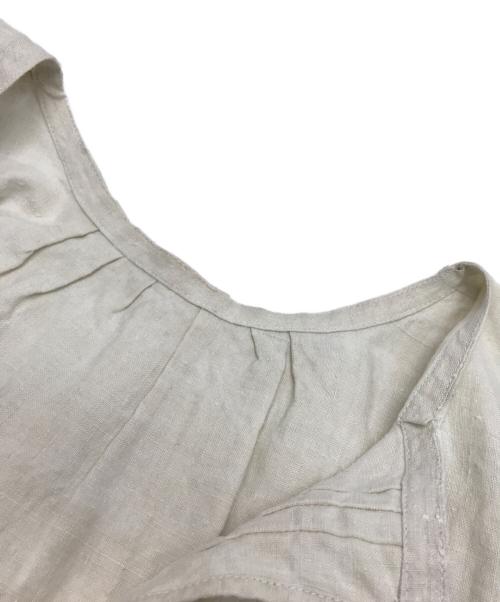 VINTAGE（ヴィンテージ）VINTAGE (ヴィンテージ) ヴィンテージリネンスモックワンピース ベージュ サイズ:不明（実寸参照）の古着・服飾アイテム