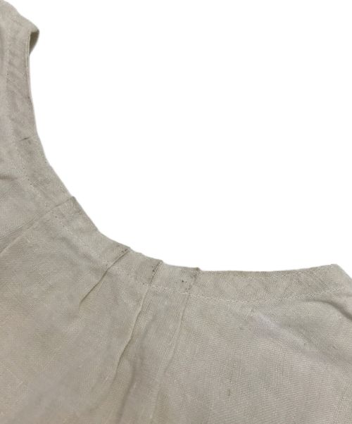 VINTAGE（ヴィンテージ）VINTAGE (ヴィンテージ) ヴィンテージリネンスモックワンピース ベージュ サイズ:不明（実寸参照）の古着・服飾アイテム