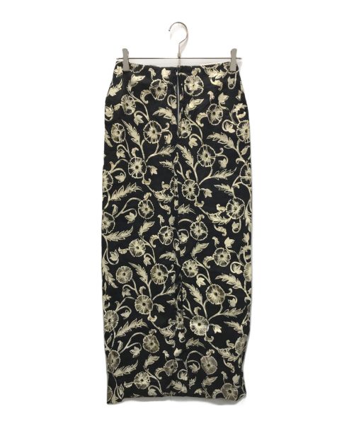 Y's（ワイズ）Y's (ワイズ) リネン総柄スカート ブラック サイズ:3の古着・服飾アイテム