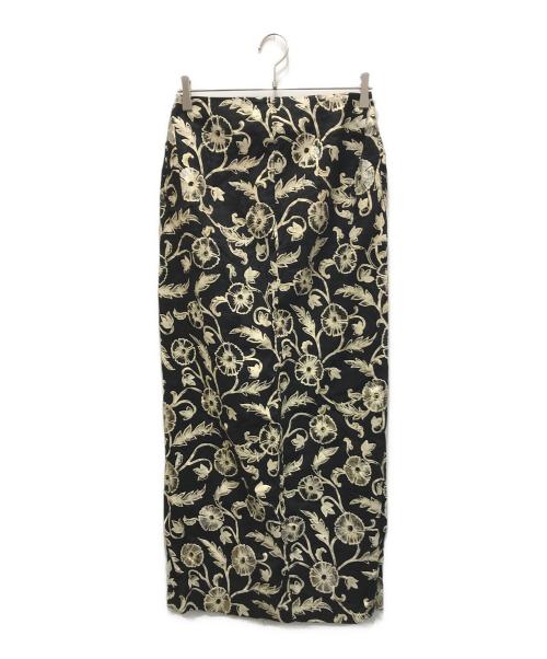 Y's（ワイズ）Y's (ワイズ) リネン総柄スカート ブラック サイズ:3の古着・服飾アイテム
