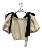 Lily Brownリリーブラウン）の古着「ショルダーリボンオフショルニット」｜アイボリー