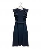 ESTNATIONエストネーション）の古着「ソロテックスフリルワンピース」｜ネイビー