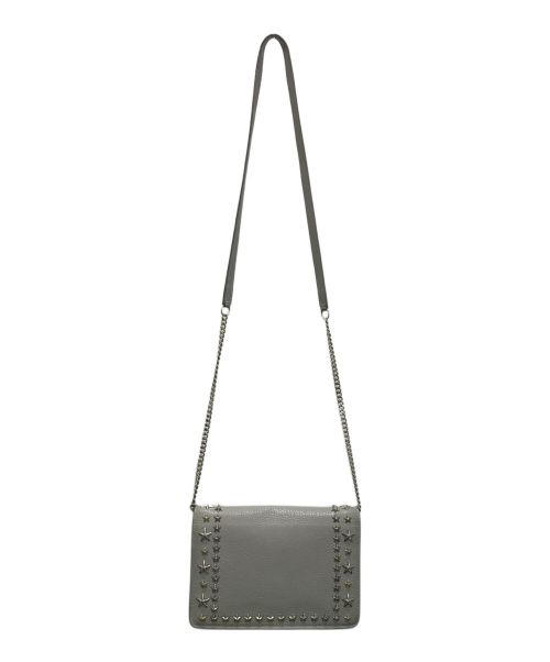 JIMMY CHOO（ジミーチュウ）JIMMY CHOO (ジミーチュウ) スタースタッズ付きメタリックソフトグレイニーカーフレザー・ミニバッグ グレーの古着・服飾アイテム