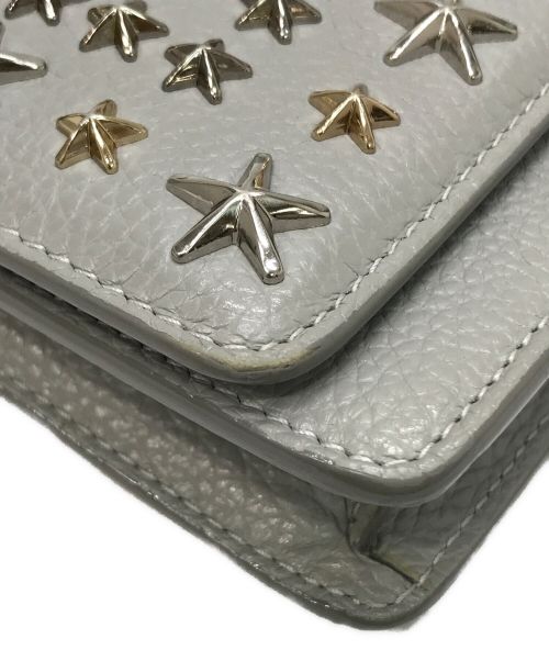 JIMMY CHOO（ジミーチュウ）JIMMY CHOO (ジミーチュウ) スタースタッズ付きメタリックソフトグレイニーカーフレザー・ミニバッグ グレーの古着・服飾アイテム