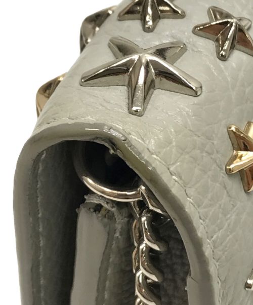 JIMMY CHOO（ジミーチュウ）JIMMY CHOO (ジミーチュウ) スタースタッズ付きメタリックソフトグレイニーカーフレザー・ミニバッグ グレーの古着・服飾アイテム
