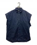 FUMITO GANRYUフミトガンリュウ）の古着「カットアウトノースリーブシャツ」｜ネイビー