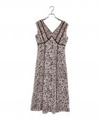 HER LIP TOハーリップトゥ）の古着「Lace Trimmed Floral Dress」｜ピンク×ブラウン