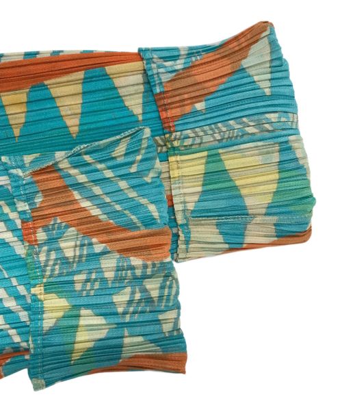 PLEATS PLEASE（プリーツプリーズ）PLEATS PLEASE (プリーツプリーズ) 総柄プリ-ツパンツ ブルー×オレンジ サイズ:2の古着・服飾アイテム