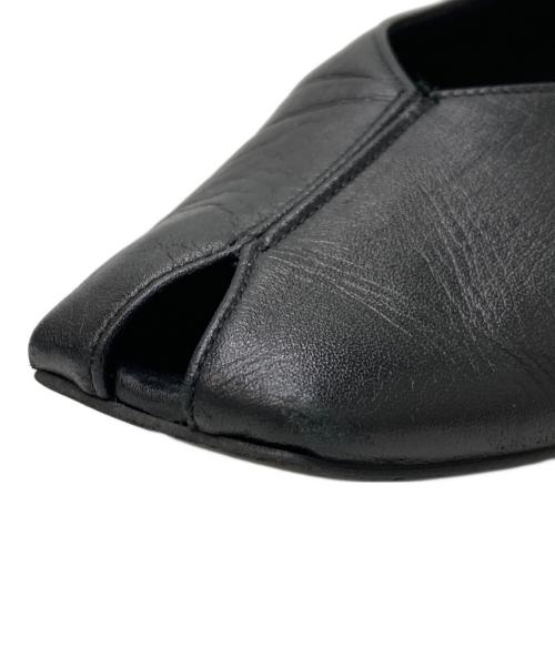 quartierglam（カルチェグラム）quartierglam (カルチェグラム) オープントゥフラットパンプス ブラック サイズ:36の古着・服飾アイテム