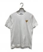 PLAY COMME des GARCONSプレイコムデギャルソン）の古着「GOLD HEART LOGO Tシャツ」｜ホワイト