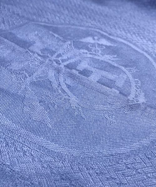 HERMES（エルメス）HERMES (エルメス) エクスリブリス 筒型 カシミヤシルクストール ネイビーの古着・服飾アイテム