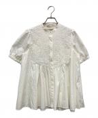 UNITED ARROWSユナイテッドアローズ）の古着「ピンタックショートスリーブブラウス」｜ホワイト