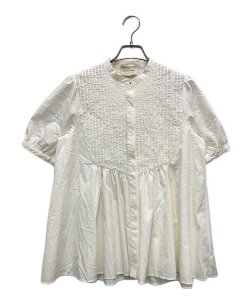 UNITED ARROWS（ユナイテッドアローズ）UNITED ARROWS (ユナイテッドアローズ) ピンタックショートスリーブブラウス ホワイト サイズ:FREEの古着・服飾アイテム