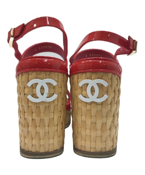 CHANEL（シャネル）CHANEL (シャネル) ココマークウェッジソールサンダル レッド サイズ:35Cの古着・服飾アイテム