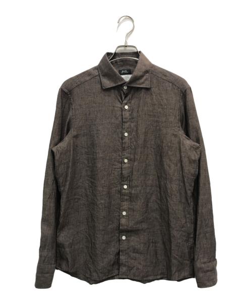 Brilla per il gusto（ブリッラ ペル イルグースト）Brilla per il gusto (ブリッラ ペル イルグースト) リネン カッタウェイ ワイドカラーシャツ ブラウン サイズ:Mの古着・服飾アイテム