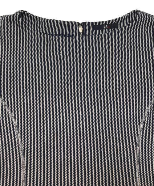 45R（フォーティファイブ・アール）45R (フォーティーファイブアール) ストライプフレアワンピース ホワイト×ネイビー サイズ:3の古着・服飾アイテム