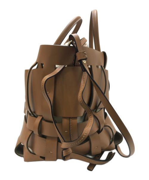 ZANCHETTI（ザンケッティー）ZANCHETTI (ザンケッティー) WOVEN MIDI SHOPPER ブラウンの古着・服飾アイテム