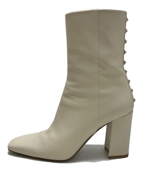 VALENTINO（ヴァレンティノ）VALENTINO (ヴァレンティノ) バックスタッズブーツ アイボリー サイズ:38 1/2の古着・服飾アイテム