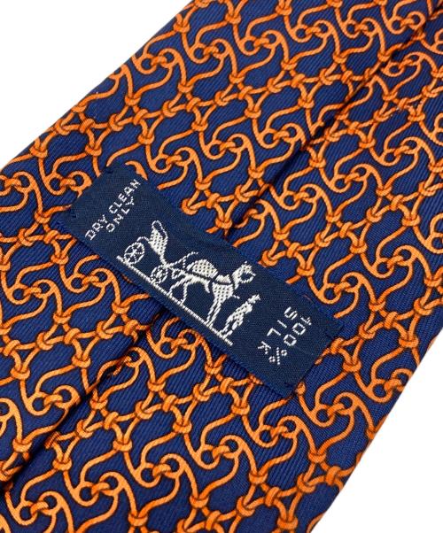 HERMES（エルメス）HERMES (エルメス) ネクタイ ネイビー×オレンジ サイズ:-の古着・服飾アイテム