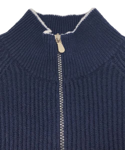 BRUNELLO CUCINELLI（ブルネロクチネリ）BRUNELLO CUCINELLI (ブルネロクチネリ) コットンリブニットWジップカーディガン ネイビー サイズ:46の古着・服飾アイテム