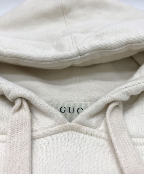 GUCCI（グッチ）GUCCI (グッチ) ブレードロゴ スパンコール フーディー ホワイト サイズ:XSの古着・服飾アイテム