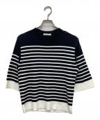 GALERIE VIEギャルリーヴィー）の古着「イスラエルギザコットン クルーネックプルオーバー」｜ホワイト×ブラック