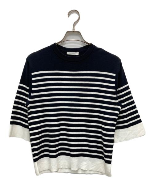 GALERIE VIE（ギャルリーヴィー）GALERIE VIE (ギャルリーヴィー) イスラエルギザコットン クルーネックプルオーバー ホワイト×ブラック サイズ:FREEの古着・服飾アイテム