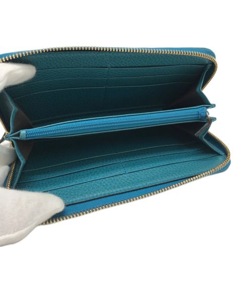 GUCCI（グッチ）GUCCI (グッチ) GGキャンバスロングウォレット/長財布 ブルー×ベージュの古着・服飾アイテム