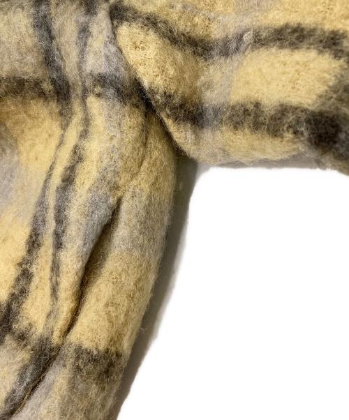 cardo fabrica（カルドファブリカ）cardo fabrica (カルドファブリカ) ウールモヘアシャギーチェックＶネックコート ベージュ サイズ:FREEの古着・服飾アイテム