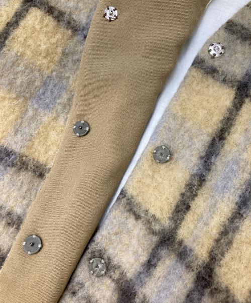 cardo fabrica（カルドファブリカ）cardo fabrica (カルドファブリカ) ウールモヘアシャギーチェックＶネックコート ベージュ サイズ:FREEの古着・服飾アイテム