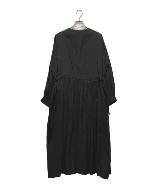 porter des boutons（ポルテデブトン）porter des boutons (ポルテデブトン) キュプラ綿ツイルワンピース ブラック サイズ:不明（実寸参照）の古着・服飾アイテム