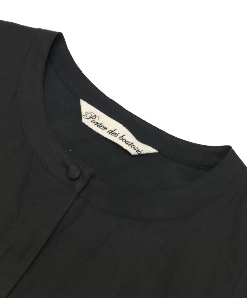 porter des boutons（ポルテデブトン）porter des boutons (ポルテデブトン) キュプラ綿ツイルワンピース ブラック サイズ:不明（実寸参照）の古着・服飾アイテム