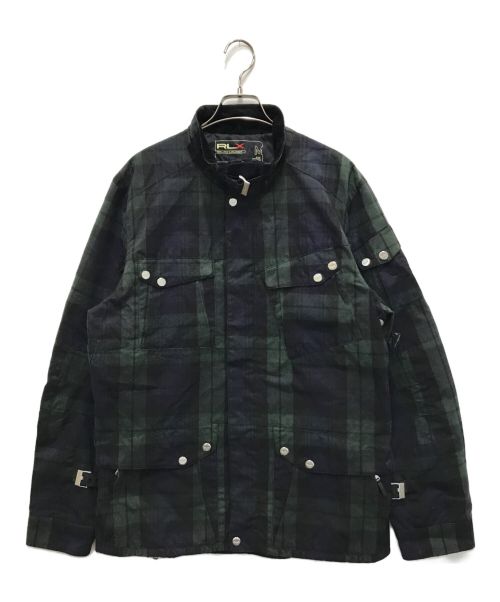 RLX RALPH LAUREN（アールエルエックスラルフローレン）RLX RALPH LAUREN (アールエルエックスラルフローレン) ワックスドコットン モーターサイクルジャケット グリーン サイズ:Mの古着・服飾アイテム
