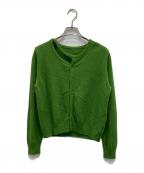 ANDREA&COアンドレアアンドコー）の古着「ショルダーカットカーディガン」｜グリーン