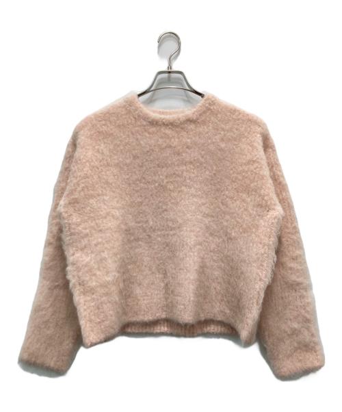 Whim Gazette（ウィムガゼット）Whim Gazette (ウィムガゼット) ミックスヤーンクルーネックニットプルオーバー ピンク サイズ:FREEの古着・服飾アイテム